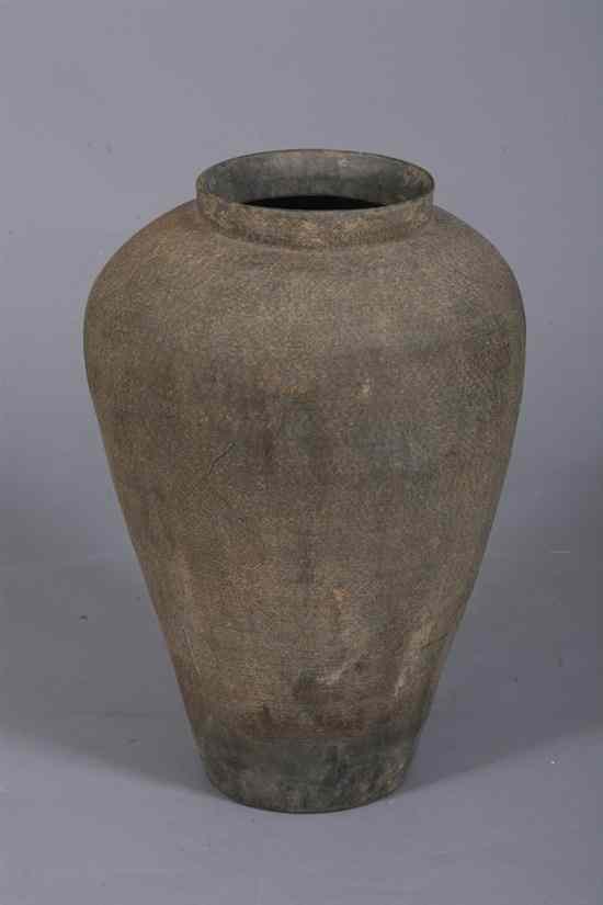 Appraisal: CHINESE GREY POTTERY STORAGE JAR Warring States Period - in