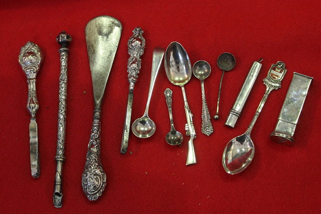 Appraisal: A SMALL COLLECTION OF VARIOUS SILVER WARES including a vesta