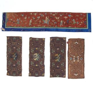 Appraisal: Antique Chinese embroidered textile panels Antique Chinese embroidered textile panels