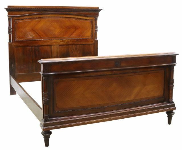 Appraisal: Italian mahogany and rosewood bed mid th c headboard and