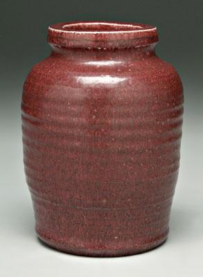 Appraisal: Jorgen Mogensen vase Danish born mottled dark red glaze visible