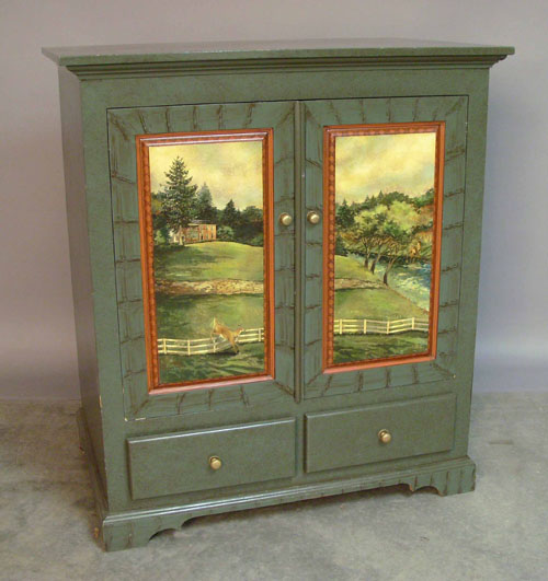 Appraisal: Modern painted cupboard h w