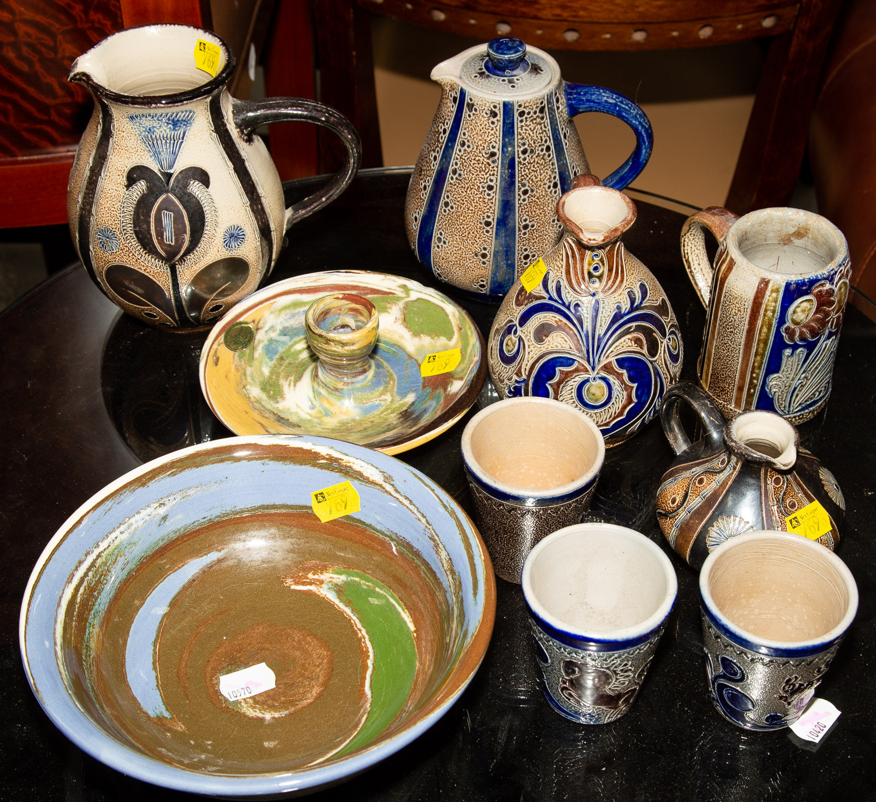 Appraisal: ASSORTED ART POTTERY Includes desert sands and German