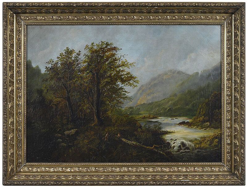 Appraisal: American School late th century Mountain Landscape initialed lower right