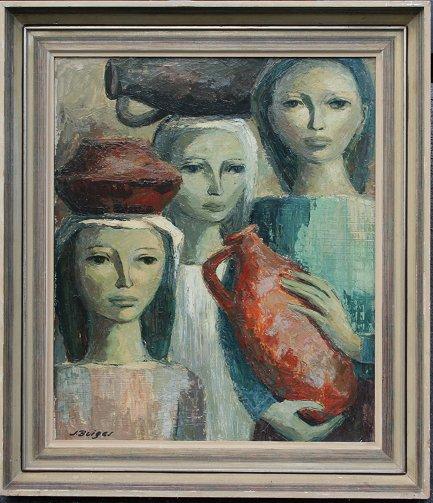 Appraisal: BUIGAS Jose Spanish - women Oil Masonite '' x ''