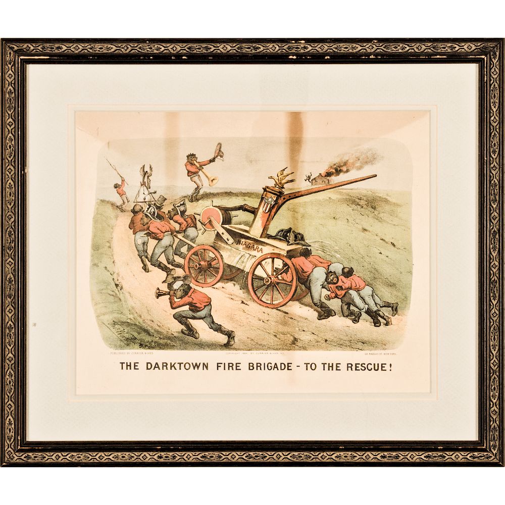 Appraisal: Handcolored Currier Ives Print The Darktown Fire Brigade To The