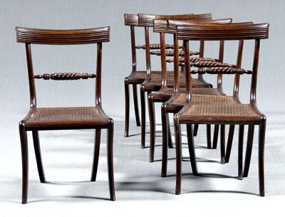 Appraisal: Set of six Regency dining chairs mahogany each with reeded