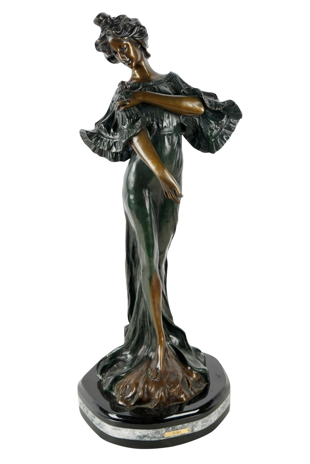 Appraisal: FRANCESCO FLORA B IRIS bronze mounted to a marble base