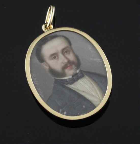 Appraisal: A th century oil on ivory portrait miniature of a