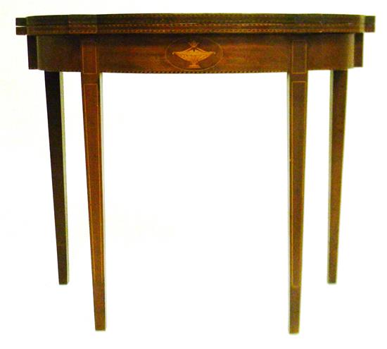 Appraisal: Federal style flip top game table shaped top with in-cut