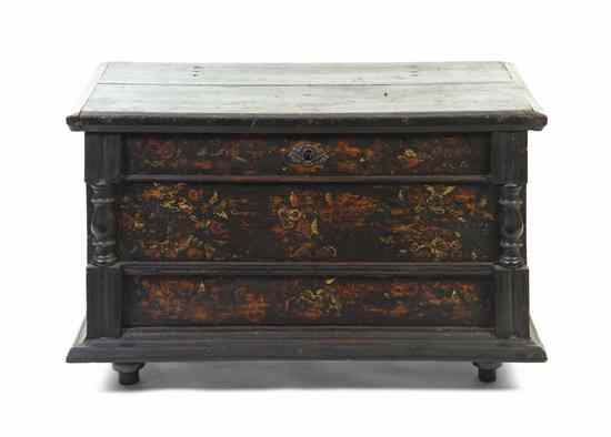 Appraisal: A Continental Painted Chest having a rectangular top over a