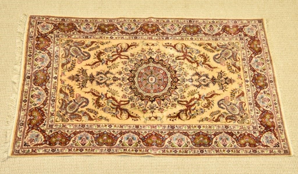 Appraisal: Persian hall carpet beige field colorful floral patterns '- x