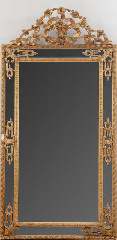 Appraisal: R GENCE STYLE GILTWOOD AND COMPOSITION MIRROR The rectangular mirror