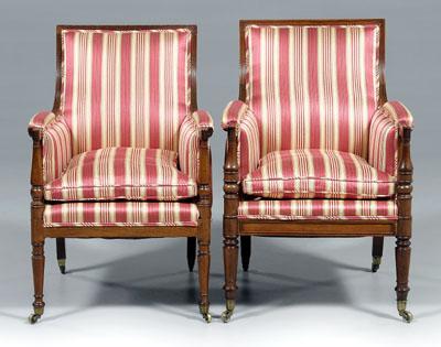 Appraisal: Two similar Sheraton library chairs his and hers mahogany each