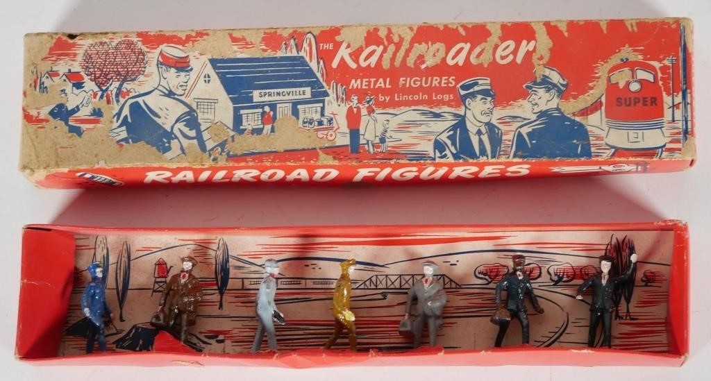 Appraisal: VINTAGE RAILROADERS METAL FIGURES SET Seven metal train railroad figures