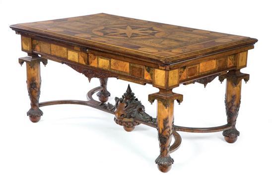 Appraisal: RARE AND IMPORTANT ART NOUVEAU CARVED AND INLAID LIBRARY TABLE