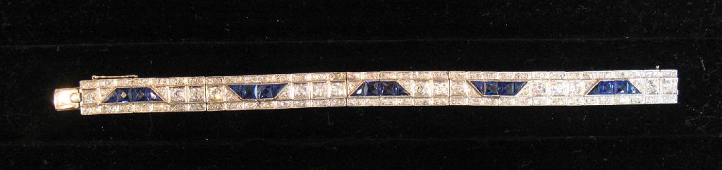 Appraisal: AN ART DECO STYLE SAPPHIRE AND DIAMOND BRACELET set overall