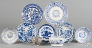 Appraisal: Nine pieces of blue and white Staffordshire th c largest