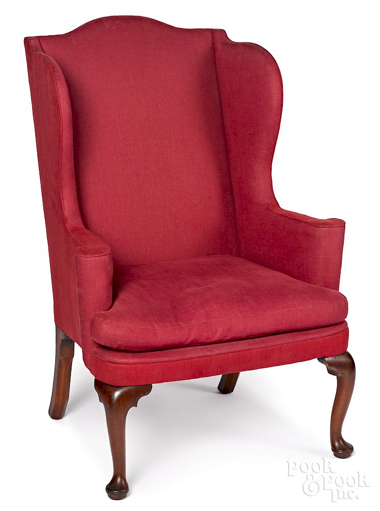 Appraisal: George II mahogany wing chair George II mahogany easy chair