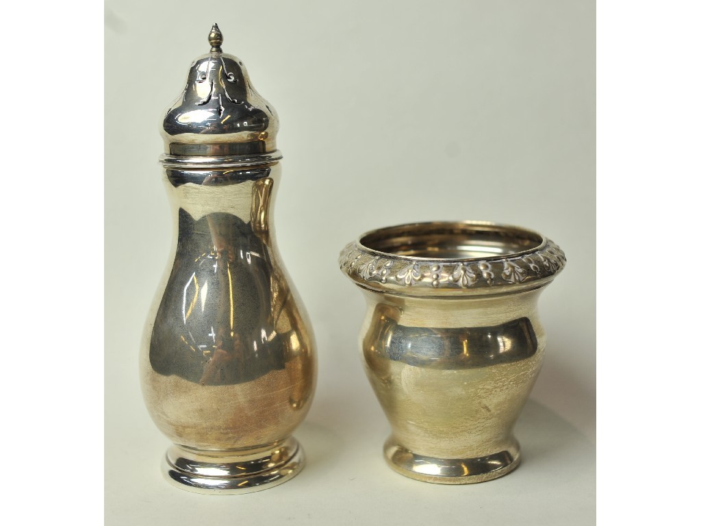 Appraisal: Lot comprising silver sugar castor and silver vase Birmingham and