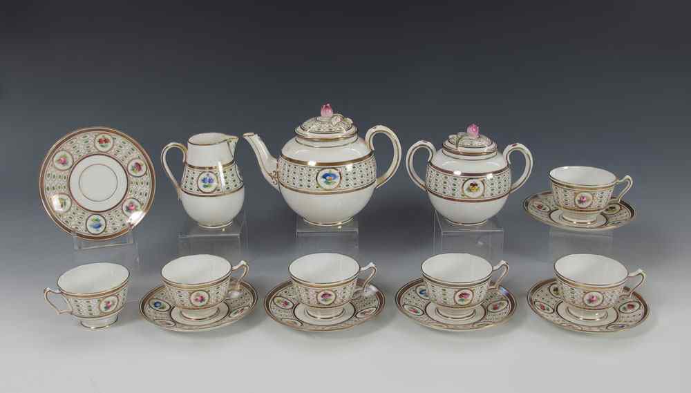 Appraisal: CROWN STAFFORDSHIRE TEA FOR SIX Retailed by Gilman Collamore New