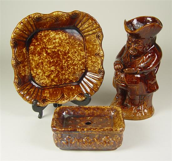 Appraisal: Three Pieces of Rockingham Ware Mid to late th Century