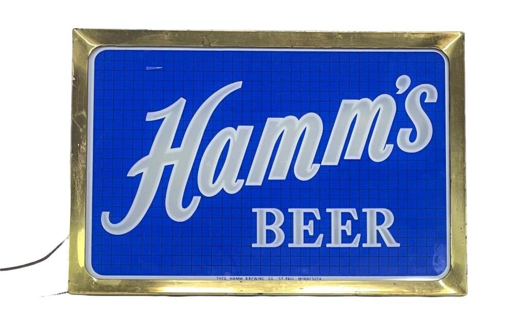 Appraisal: Vintage Hamm's Beer Lighted SignSign is double sided and lights