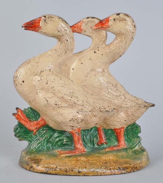 Appraisal: Cast Iron Three Geese Doorstop Made by Hubley Fred Everett