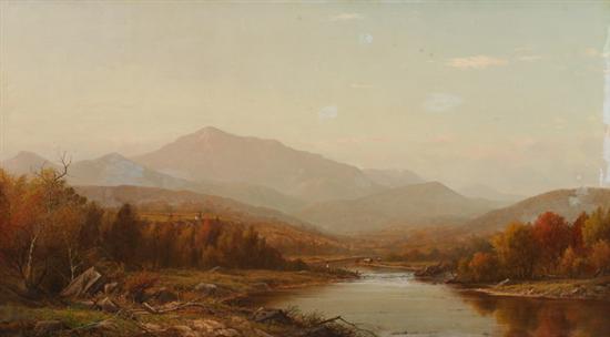 Appraisal: CHARLES WILSON KNAPP American - MOUNTAIN LANDSCAPE WITH RIVER signed