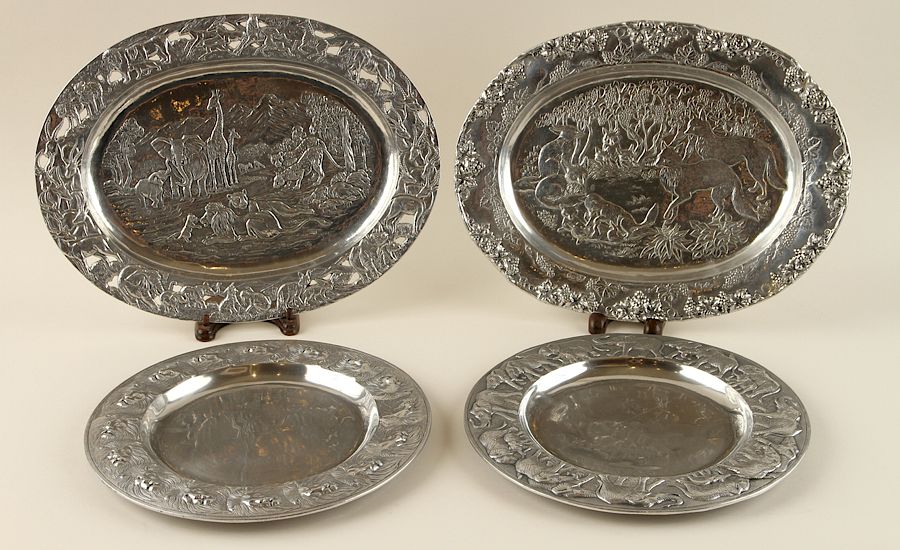 Appraisal: FOUR ARTHUR COURT PEWTER TRAYS SOME MARKED A collection of