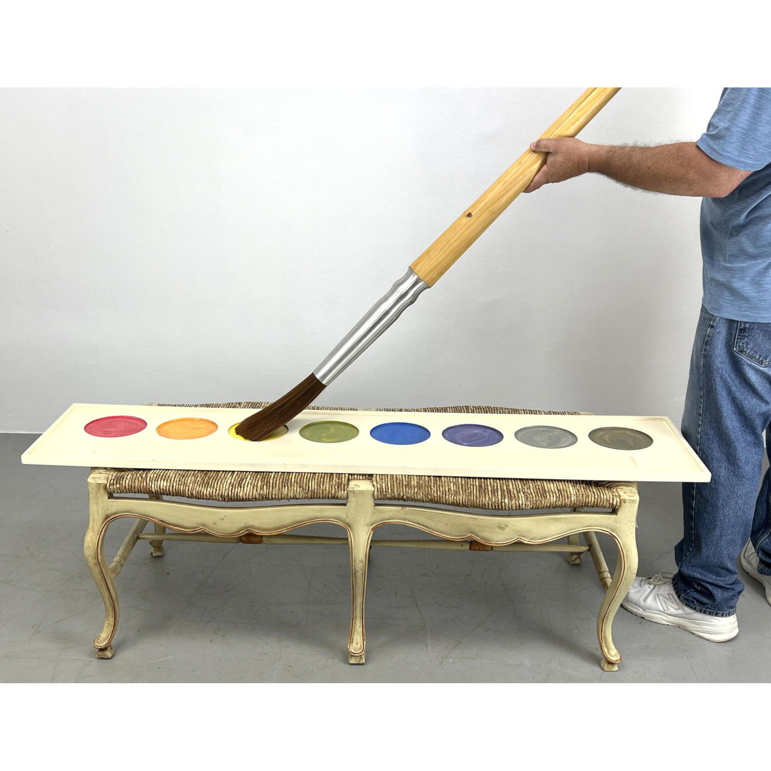 Appraisal: Large Artist brush and watercolor palette wall decoration Brush inches