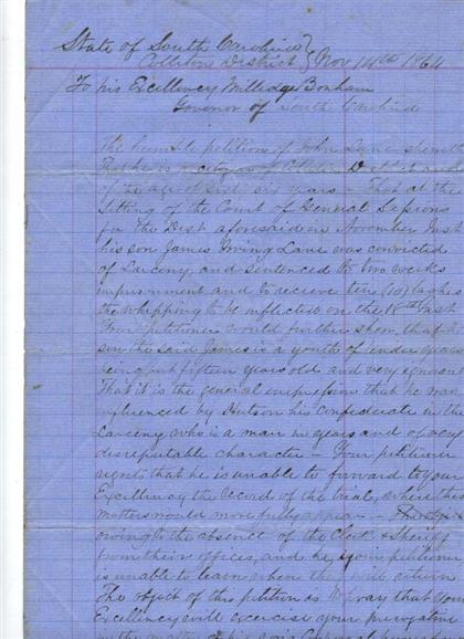 Appraisal: piece Document Signed Bonham M illedge L uke South Carolina