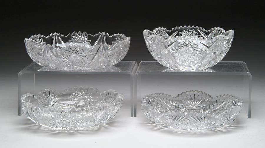 Appraisal: FOUR CUT GLASS BOWLS Lot consists of four cut glass