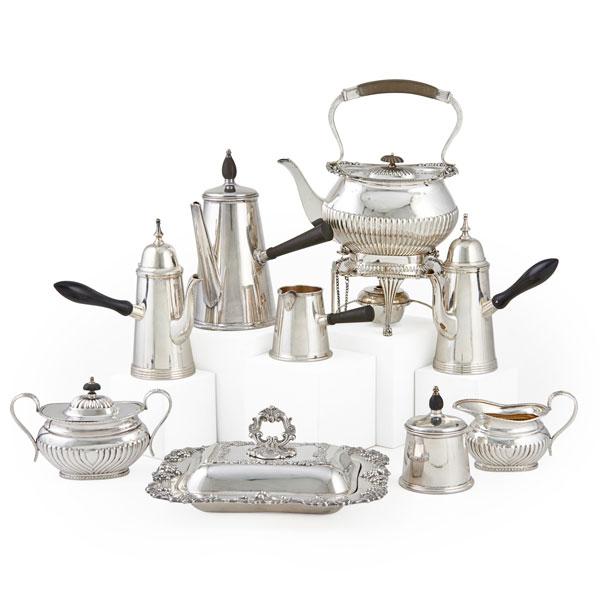 Appraisal: AMERICAN AND ENGLISH SILVER PLATE Ten pieces Five piece tea