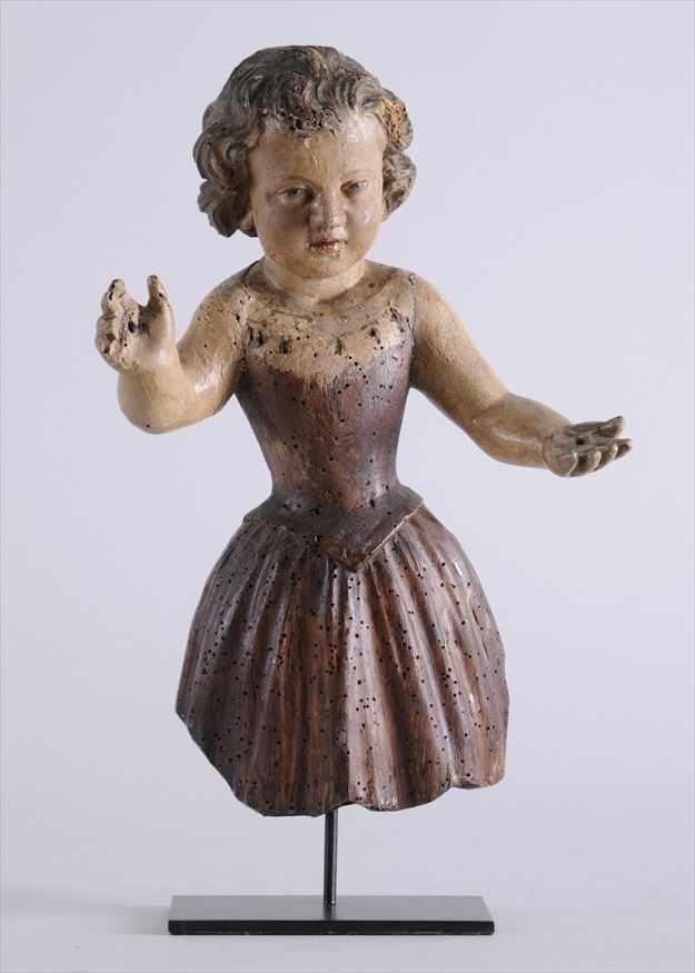 Appraisal: GERMAN BAROQUE CARVED AND PAINTED WOOD FIGURE OF THE CHRIST