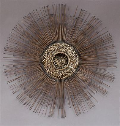 Appraisal: AFTER BERTOIA METAL WALL SCULPTURE Welded with radiating copper rods