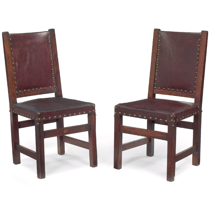 Appraisal: Limbert side chairs pair leather seat and back re-coated finish