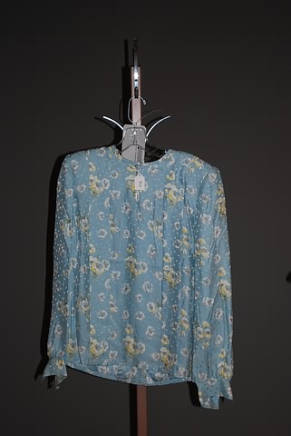 Appraisal: Andr Laug aqua floral silk long sleeve blouse with slipper