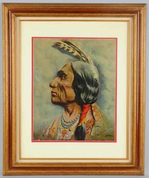 Appraisal: Chief Blackhawk Brewing Co Indian Lithograph Nice overall condition with