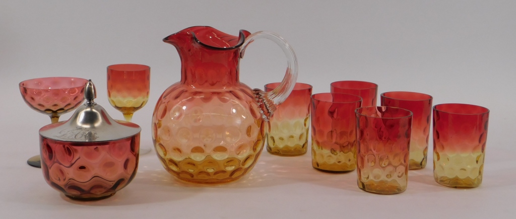 Appraisal: PC VICTORIAN AMBERINA GLASSWARE Europe th CenturyLot includes one frill