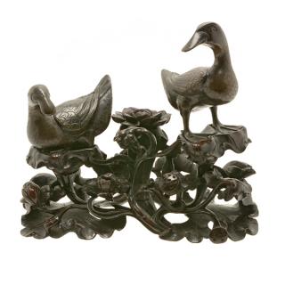 Appraisal: A Pair of Bronze Figures of Ducks th Century cm