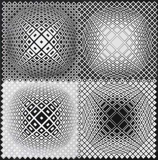 Appraisal: Victor Vasarely Hungarian French - Geometric Form screenprint x cm