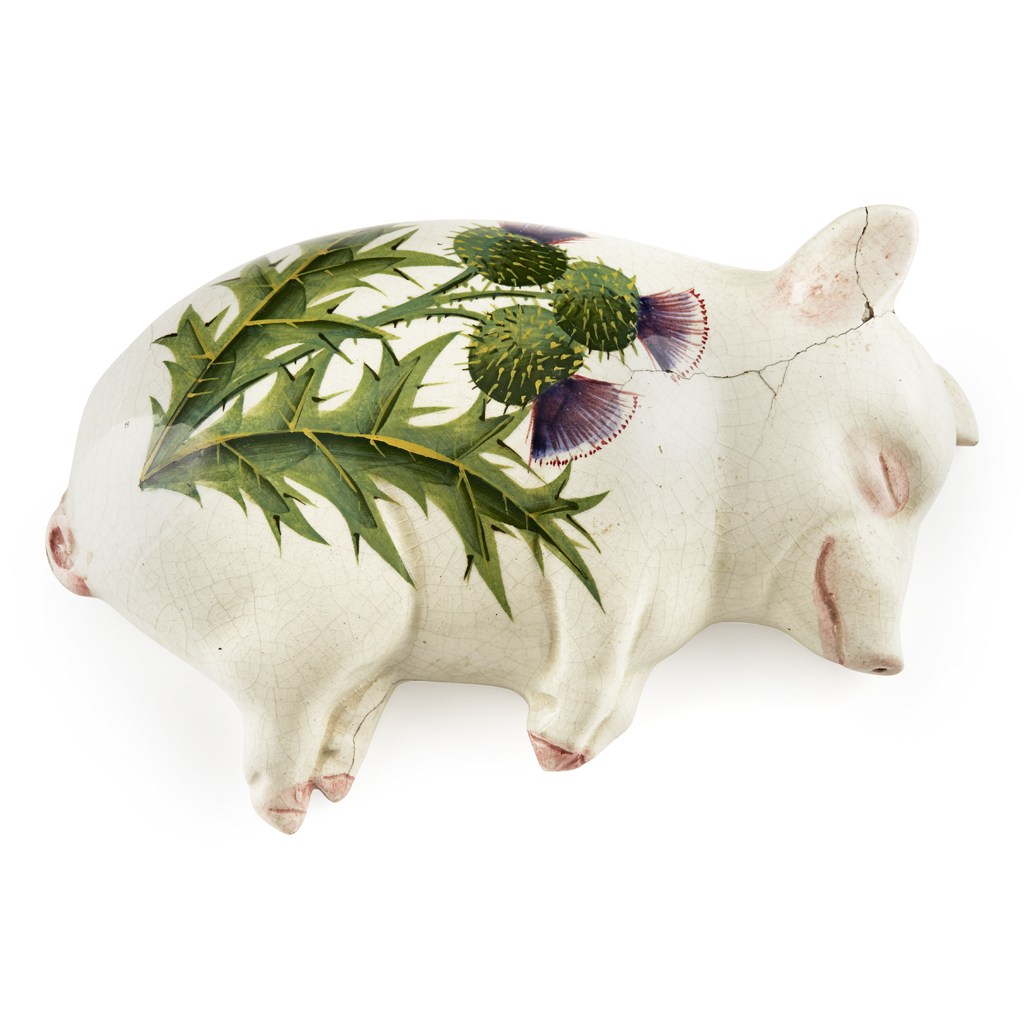 Appraisal: A RARE WEMYSS WARE SLEEPING PIG 'THISTLES' PATTERN CIRCA decorated