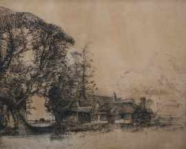 Appraisal: Sydney Long - Waratah House etching signed 'Sydney Long' lower