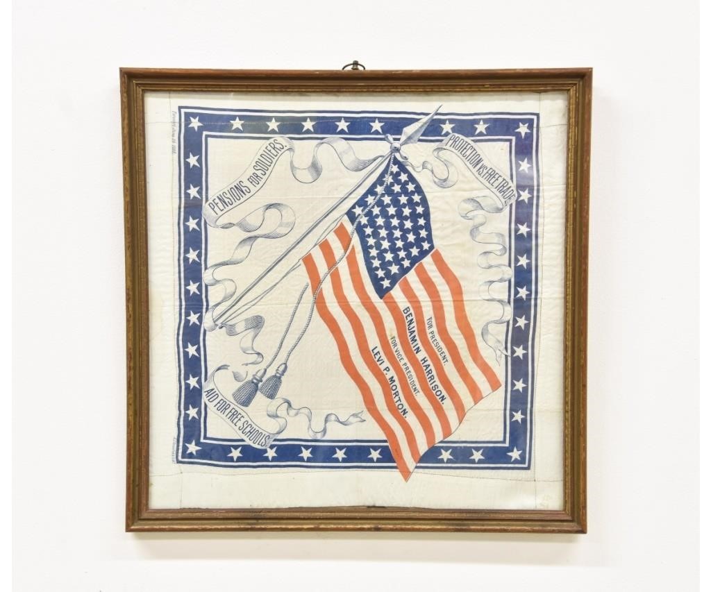 Appraisal: Benjamin Harrison silk-printed campaign kerchief by A S Rosenthal Co