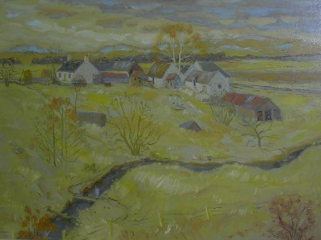 Appraisal: ALASTAIR FLATTELY SCOTTISH - FARM ALFORD Signed oil on canvas