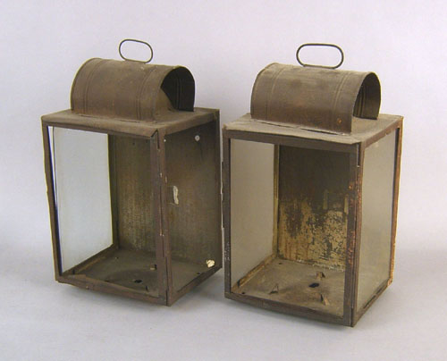 Appraisal: Pair of tin lanterns th c h w