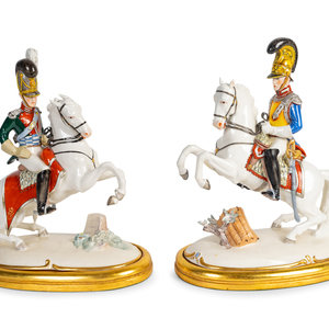 Appraisal: A Pair of Nymphenberg Porcelain Military Figures on Horseback TH