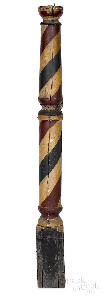 Appraisal: Large painted barber pole Large painted barber pole th c