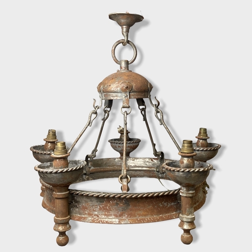 Appraisal: A th century large -branch Copper on silver ceiling light